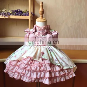 2 Pcs Spanish Court Green Flowers Princess Dress Christmas Dress Lolita for Baby Girls Kids Dresses for Girl thumbnail-1