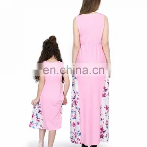 2019 New Women Pink Floral Long Summer Dress Mother Daughter Matching (this Link for WOMAN) thumbnail-3