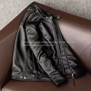 2021NEW FASHION WASHED MEN'S GENUINE COWSKIN LEATHER JACKET FACTORY HOT SALE thumbnail-5