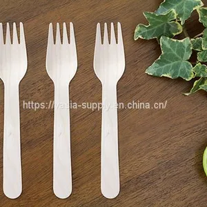 Disposable Wholesale 16cm Birch Wood Fork for Fast Food and Takeaway Food Cutlery thumbnail-2
