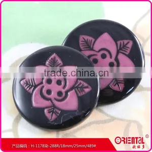 High End Large Plastic Coat Button With Engrave Flower Pattern thumbnail-3