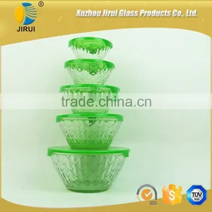 Heat Resistant Green 5 Pcs Glass Bowls Set Quality Choice thumbnail-1