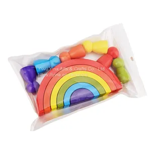 Wooden Rainbow STEM Montessori Toys Sorting Stacking Games Puzzles Kids Educational Kit Wooden Rainbow Tower Stacker Building Blocks thumbnail-3