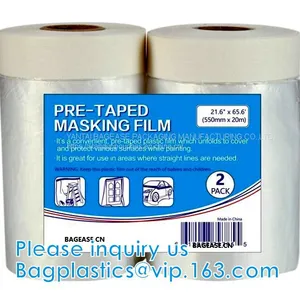Pre-taped Masking Film, Drop Cloth, Masker Roll for Car Paint, Plasti Dip Masking, Auto Paint Ove thumbnail-1