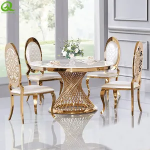 Modern Dining Room Furniture Stainless Steel Base Clear Glass Top Round Dining Table Restaurant Table For Home Hotel thumbnail-4