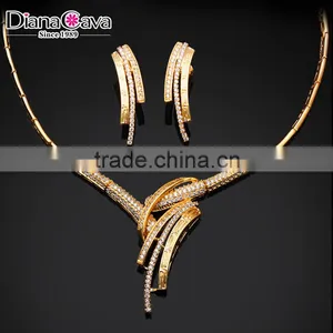 New Wholesale African Style Tassel Wedding Cubic Zirconia Costume Jewelry Set thumbnail-1