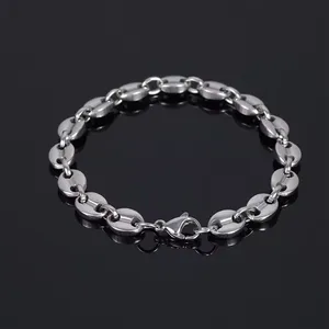 Women Bracelet Stainless Steel Coffee Bean Design 18K Gold Plated Link Chain Bracelet Hip Hop Style Jewelry thumbnail-3