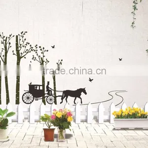 Black Trees Birds Carriage Wall Decal Home Sticker Paper Removable Living Room Bedroom Art Picture DIY Mural thumbnail-2
