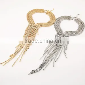 2016 New Design Luxury Statement Fashion Tassel Alloy Necklace For Women Collar thumbnail-2
