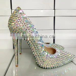 Catwalk New Arrival Luxurious Heart Shape Diamond Dress High Heel Shoes, High End Customized Strass Bridal Wedding Shoes thumbnail-5