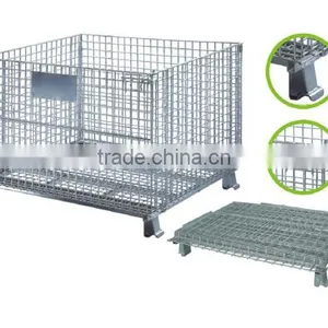 Folding Wire Mesh Container/ Stackable Storage Cage/ Metal Basket thumbnail-3