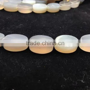 WholeSale High Quality Price Polish Double Flat Shape Grey Agate Oval Loose Beads for Jewelry Making thumbnail-2