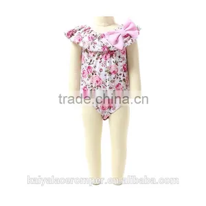 2016 Wholesale Hot Baby Girls Flower Print Baby Girl Romper Cotton Baby Romper for Newborn Cute Cheap Baby Girl Summer Romper thumbnail-1