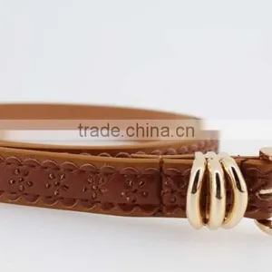 Women's Casual Belt With Brown PU Leather in Yiwu Factory Waist Belt for Lady thumbnail-3