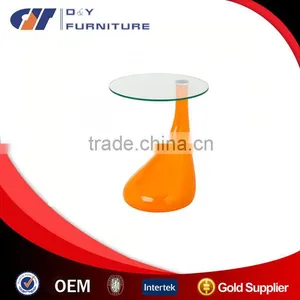 Coffee Table With Glass Top & ABS Base in Yellow thumbnail-1