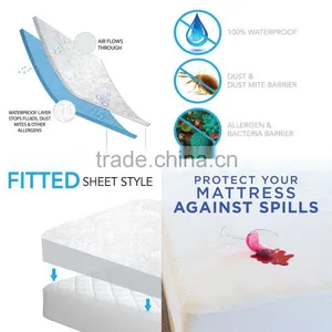 100% Quilted Cotton Cover Fitted Mattress Protector Soft Diamond Quilt ALL Sizes thumbnail-2