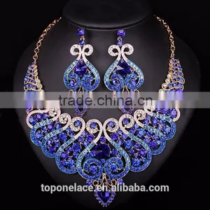 Fashion Jewelry Crystal Bead African Handmade Crystal Rhinestone Jewelry Set 18k Gold Jewelry thumbnail-3