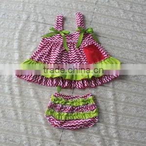 2013 Lastest New Design Wholesale Cotton Chevron Swing Top With Bloomer Set for Baby thumbnail-1