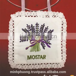 100% Cotton Cloths Bag With Flower Embroidery Air Freshing Powder Sachet thumbnail-3