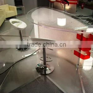 Translucent Backlit Onyx Counter Beauty Salon Curved Reception Desk thumbnail-5