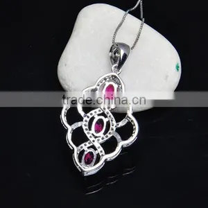 925 Silver Jewellery Pendant Necklaces With Factory Price/glass Pendant Jewelry Ruby thumbnail-2