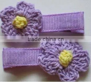Pretty Flower Grosgrain Ribbon Full Lined Alligator Hair Clip (FCK-101070050-E) thumbnail-1