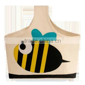 Best Seller Textile Organizer Cotton Canvas Storage Caddy With Felt Embroidery thumbnail-3