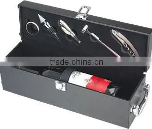 One Bottle Artificial Leather Wine Box With Wine Accessories thumbnail-1