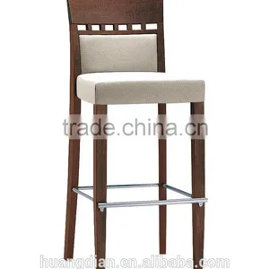 Wooden Furniture Cheap Price Restaurant Bar Stool Bar Chair With Metel Footrest thumbnail-1
