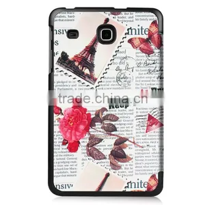 Three Folding Leather Case Paint Old Newspapaer Pattern Stand Tablet Case for Samsung Galaxy Tab E8.0 Protective Slim Hard Case thumbnail-3