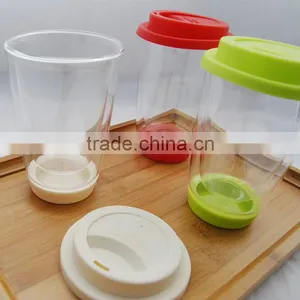 OEM Double Wall Borosilicate Glass Cup With Lid thumbnail-1