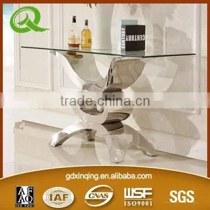 F346 2015 Hot Sale Glass Top Modern Stainless Steel Console Table thumbnail-1