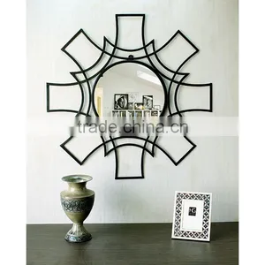 Indian Wall Metal Fashion Round Old Black Mirror thumbnail-1