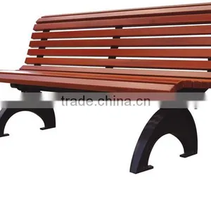 Outdoor Solid Wood Bench Cast Iron Legs thumbnail-3