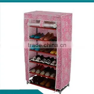 Portable Folding Shoe Rack, Non-woven Fabric Dustproof 5Tiers Hot Sale Shoe Rack Wall Mounted With Cloth Cover thumbnail-1