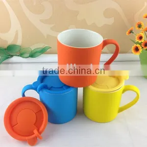 Promotional Color Glaze Ceramic Mug With Lid thumbnail-1