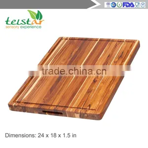 Teak Cutting Board - Rectangle Board With Hand Grip And Juice Canal (24 x 18 x 1.5 In.) thumbnail-1