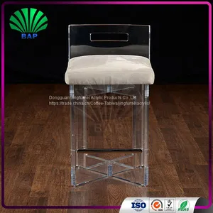 High End Leisure Bar Stool Soft Cushion Acrylic Stool Milk Tea Shop Relax Stool thumbnail-3