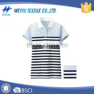 Wholesale Striped Women Polo T-shirt thumbnail-2