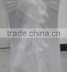 White Banquet Spandex Chair Cover With Organza Chair Cap Sash for Wedding Decoration thumbnail-2