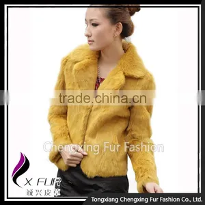 CX-G-A-201 Custom Fashion Rabbit Fur Long Sleeves Women Coat thumbnail-1