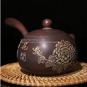Purple Clay Nixing Pottery Side Handle Teapot Handmade Art Ware thumbnail-1