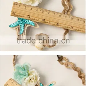 Fashion Holiday Hair Bands Elastic Beach Style Starfish&shell Flower Hair Hoop Women Flower Hair Accessory Jewelry thumbnail-6