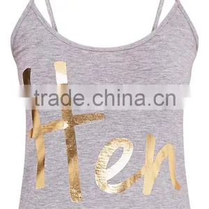 MGOO Slogan Grey Pyjama Short Set 100%Cotton Summer Slip Pajamas Custom Logo Golden Ink Print PJ Set thumbnail-6