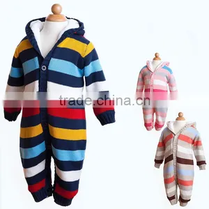 2017 2018 Baby Kids Striped Winter Thick Sweater Knitted Romper thumbnail-1