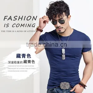 High Quality China Factory Plian Slim Fit Cotton v Neck T Shirts For Men thumbnail-1