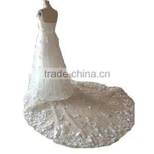 China OEM A Line Long Strapless Wedding Dress thumbnail-2
