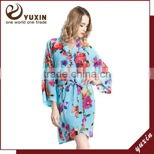 Floral Robe Bride Robe Cotton Short Keen Length Floral Bridesmaid Robe FR0025 thumbnail-1