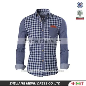 Custom Design Pattern Men Shirt Plaid Fabric Street Wear Custom thumbnail-1