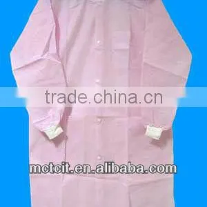 Disposable Pink Low Cost PP Work Cloth With Knitted Cuff and Collar for Production Line thumbnail-1